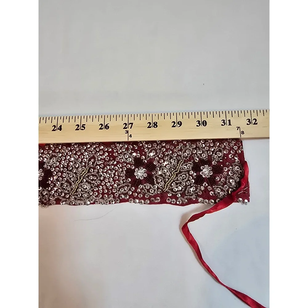 BABA CLOTHING LA Embellished Red Belt Waistband‎ ties handmade New